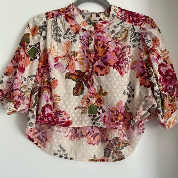 Anthropologie Pilcro Cropped Surf Floral Blouse🌺 - Picture 5 of 8